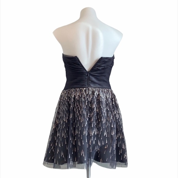 CACHE Glitter Strapless Cocktail Dress Holiday New Years Eve Gray Size 2 - Picture 6 of 9